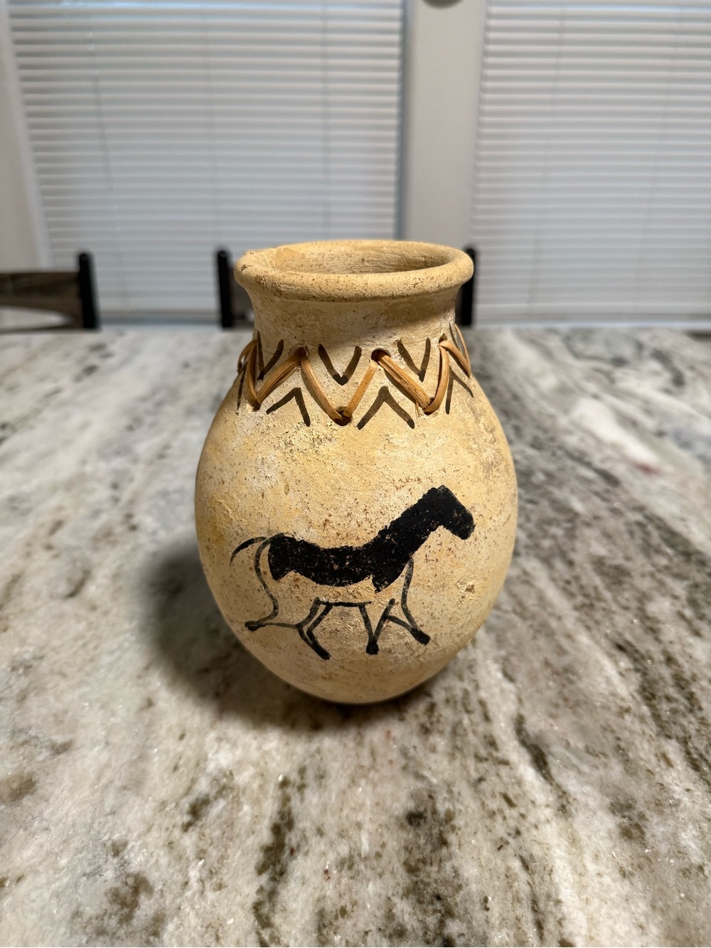 Southwestern Horse Pottery Vase 7” Tribal Rustic Decor
